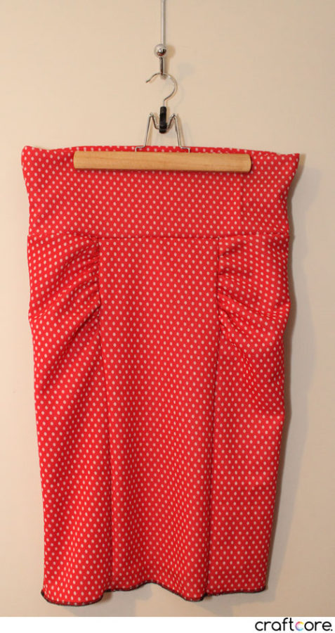 Red Polka Dot Gathered Knit Skirt